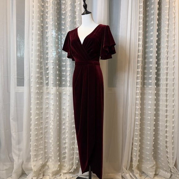 BHLDN Velvet Burgundy Formal Dress - Picture 8 of 15